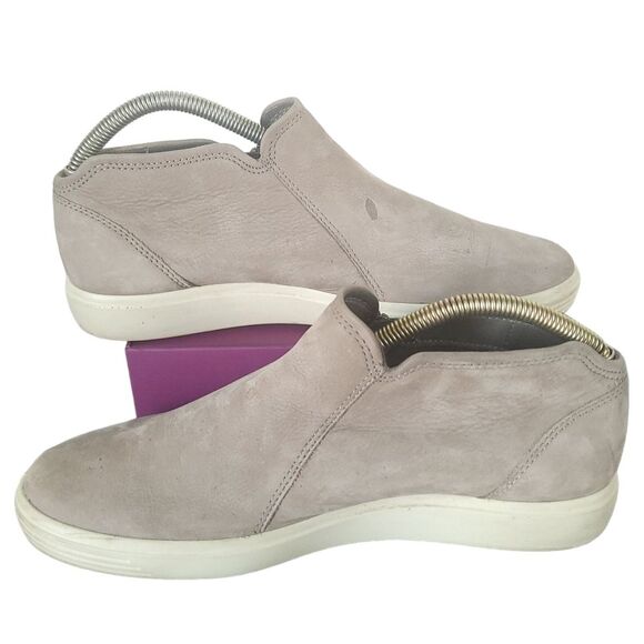 ECCO Womens Soft 7 Low Bootie Grey Leather Zip Sneaker Comfort Shoes EU 41 EW - Picture 4 of 11